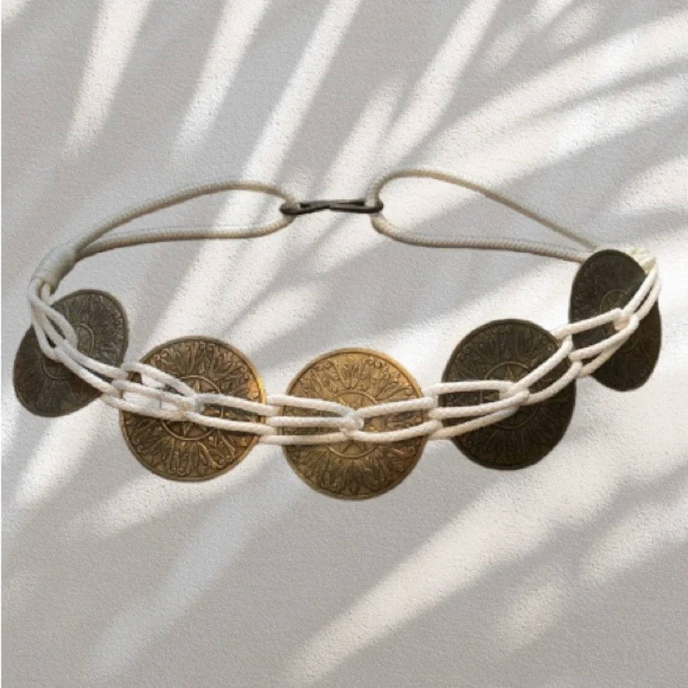 Antique Brass Tone Medallion Rope Belt